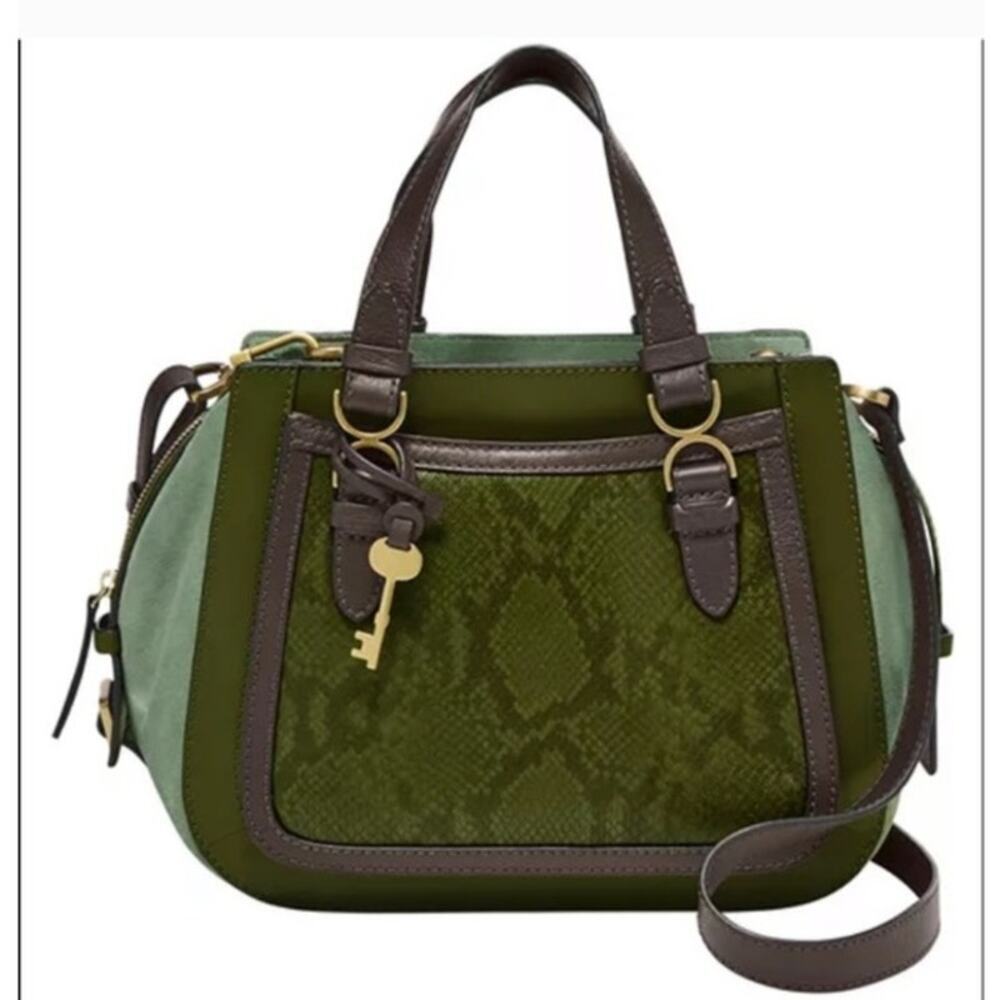 Fossil Women's Brooke Leather Satchel Green One size - Picture 2 of 8